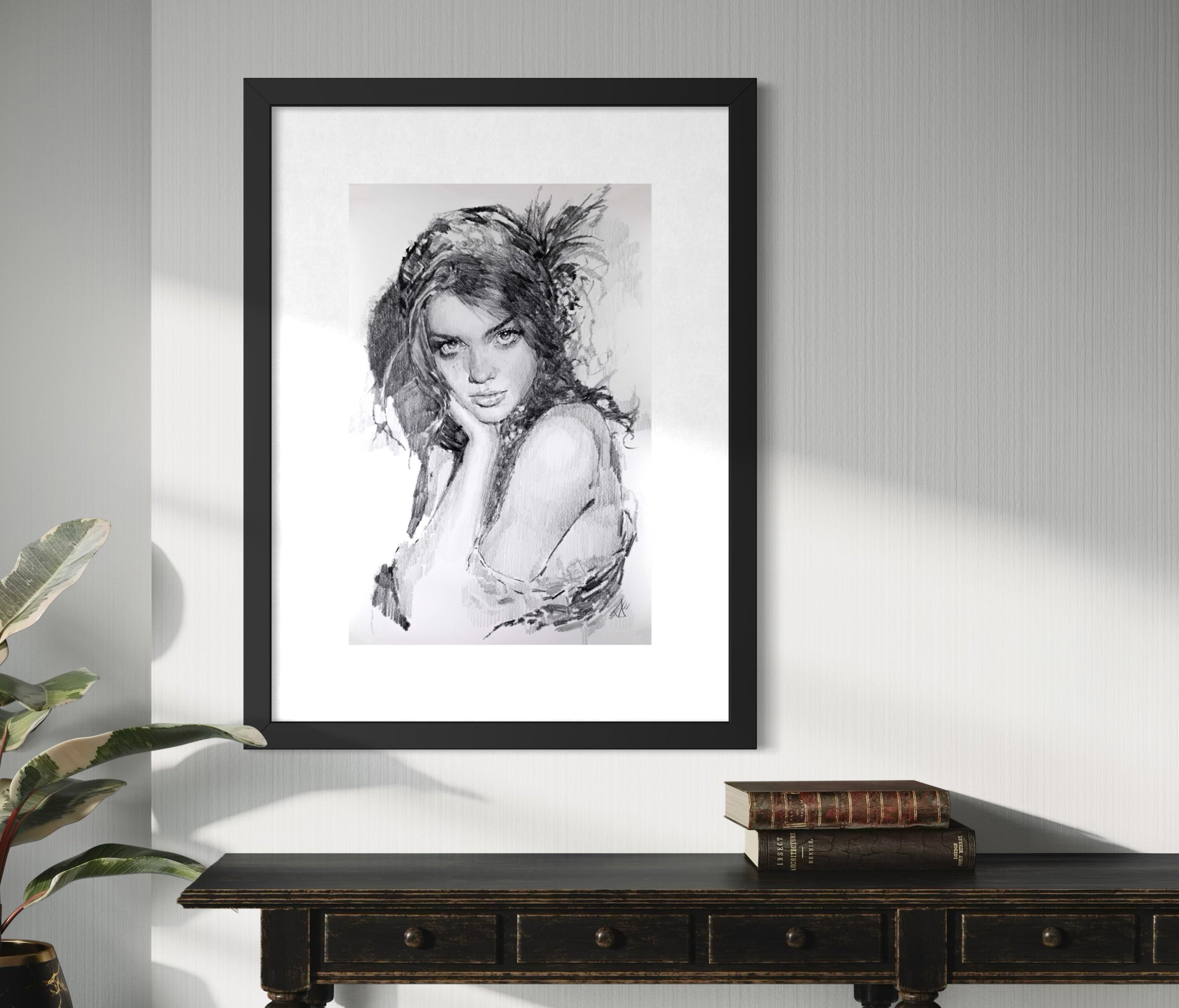 Original graphite portrait drawing on archival cotton paper — one of one commission sample by Houston portrait artist